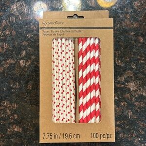 NWT Recollection red and white Christmas paper straws